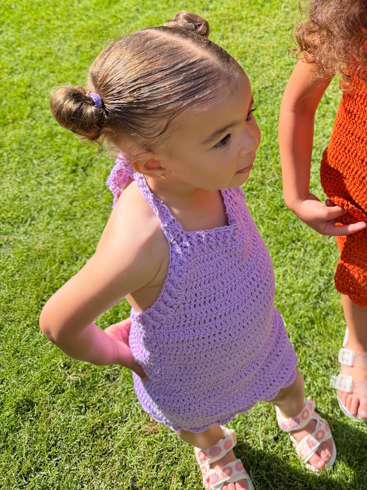 Crochet Halter Dress - Lilac