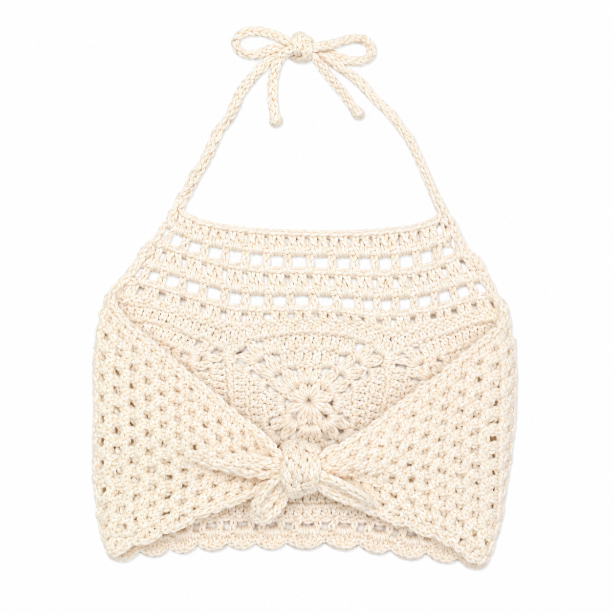Crochet  Tie Top - Cream