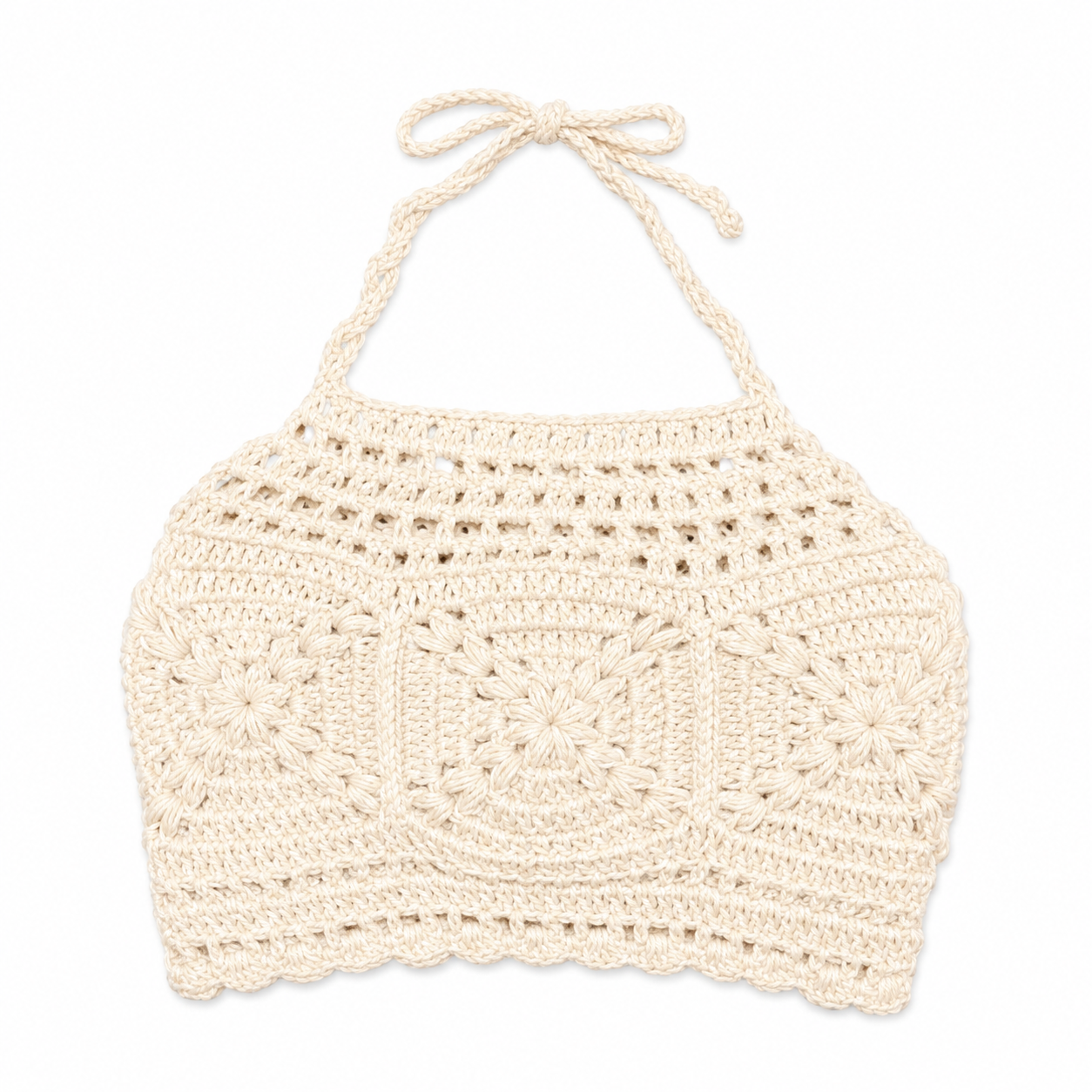 Crochet  Tie Top - Cream